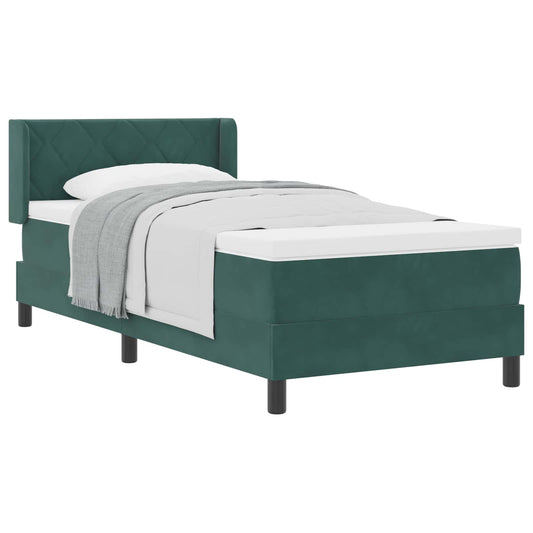 vidaXL Κρεβάτι με ελατήρια Σκούρο Πράσινο 190 x 90 cm Βελούδο