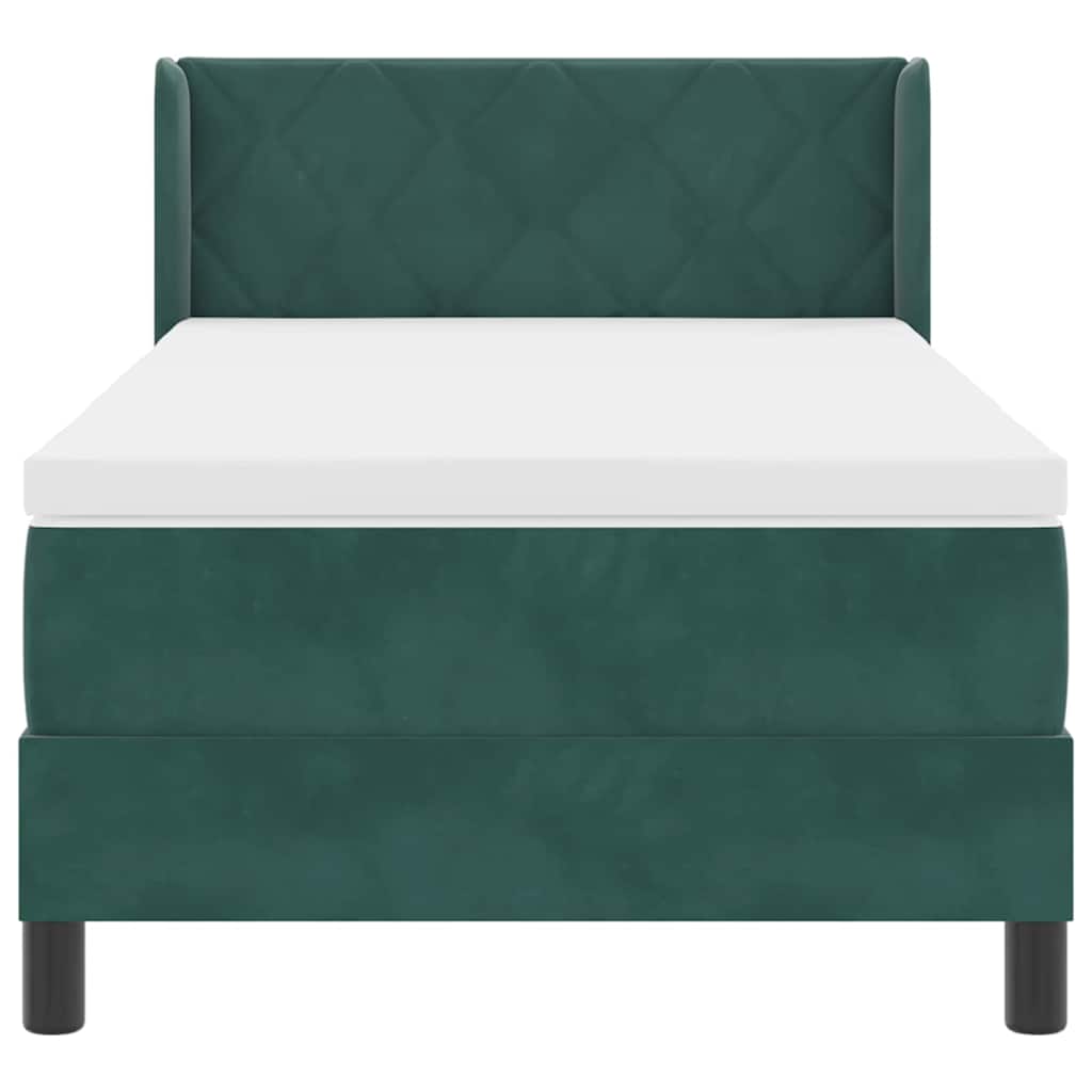 vidaXL Κρεβάτι με ελατήρια Σκούρο Πράσινο 190 x 90 cm Βελούδο