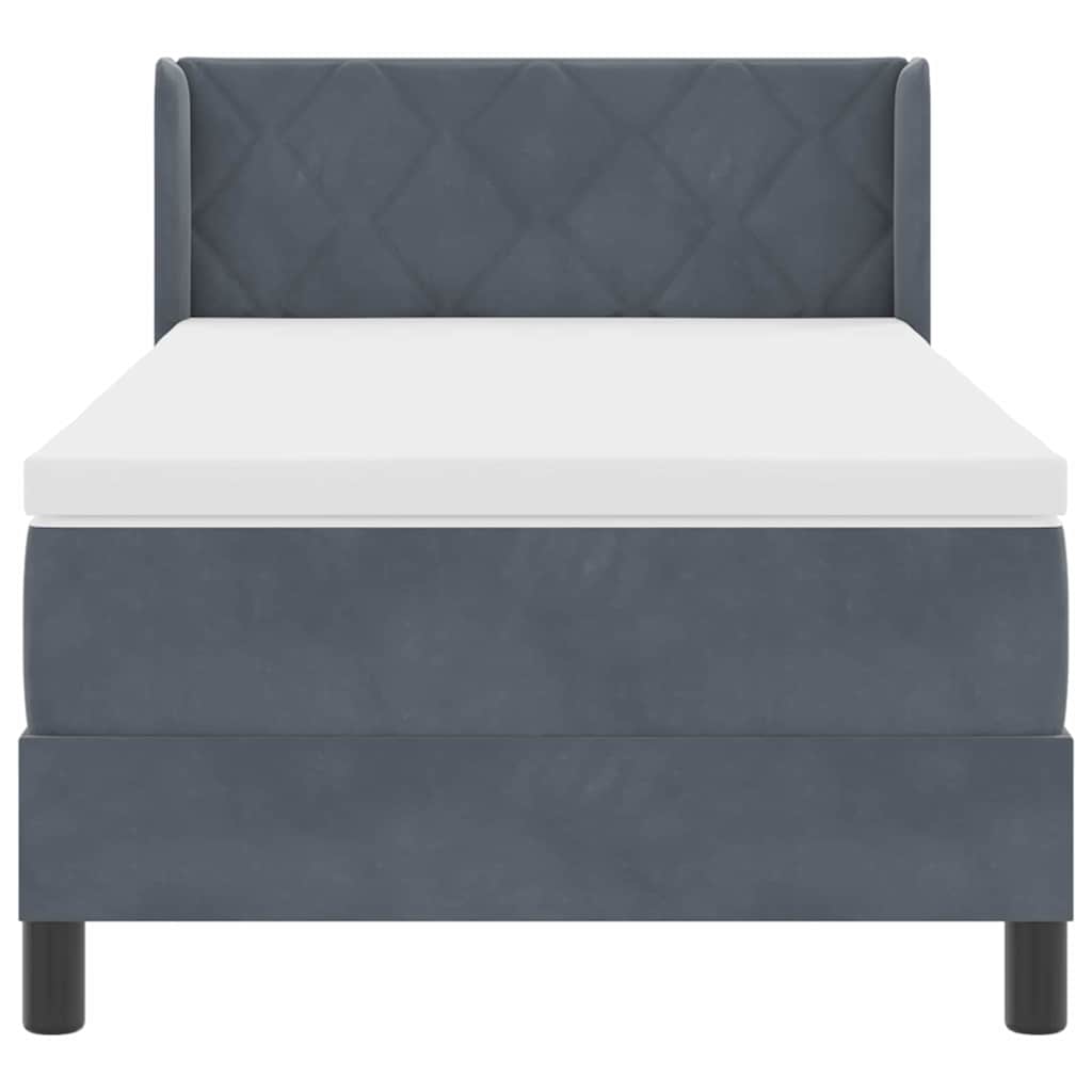 vidaXL Κρεβάτι με ελατήρια Σκούρο Γκρι 200 x 90 εκ. Βελούδο