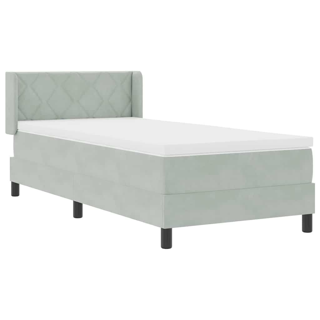 vidaXL Κρεβάτι με ελατήρια Ανοιχτό γκρι 200 x 100 cm Βελούδο