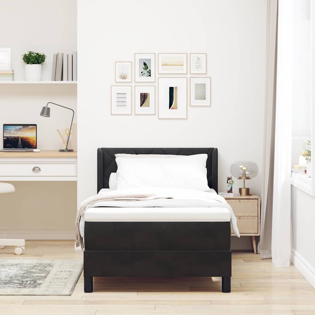 vidaXL Κρεβάτι με ελατήρια με κεφαλάρι Μαύρο 200 x 100 cm Βελούδο