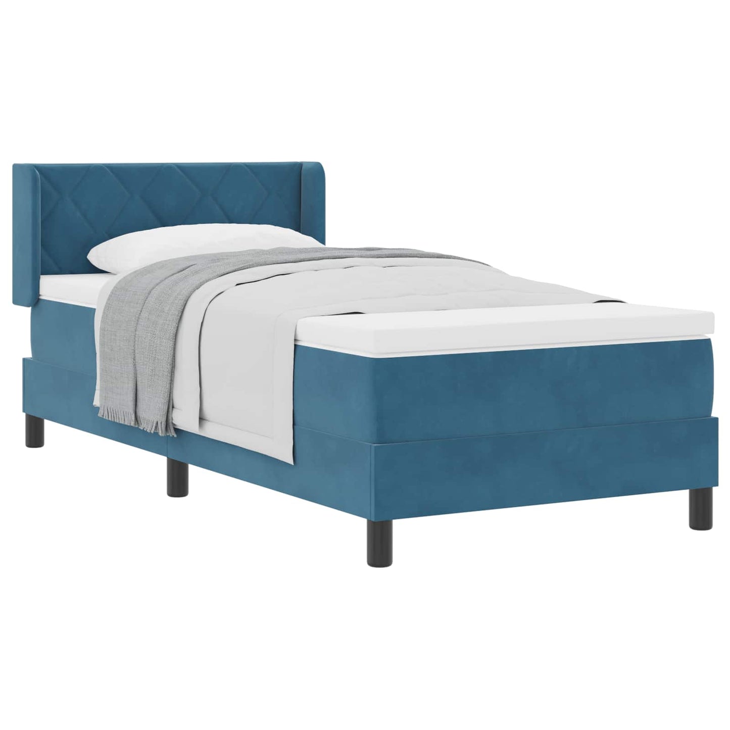 vidaXL Κρεβάτι με ελατήρια Σκούρο Μπλε 200 x 100 cm Βελούδο