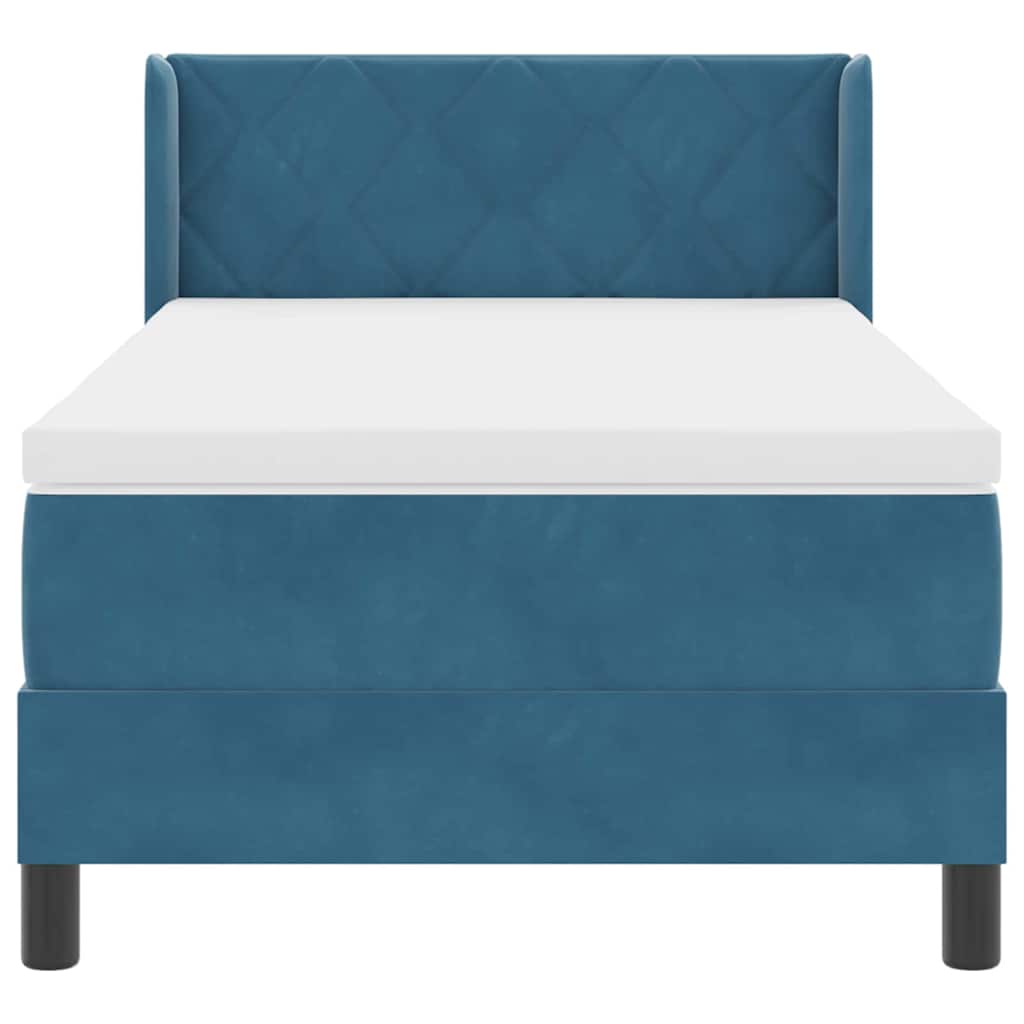 vidaXL Κρεβάτι με ελατήρια Σκούρο Μπλε 200 x 100 cm Βελούδο