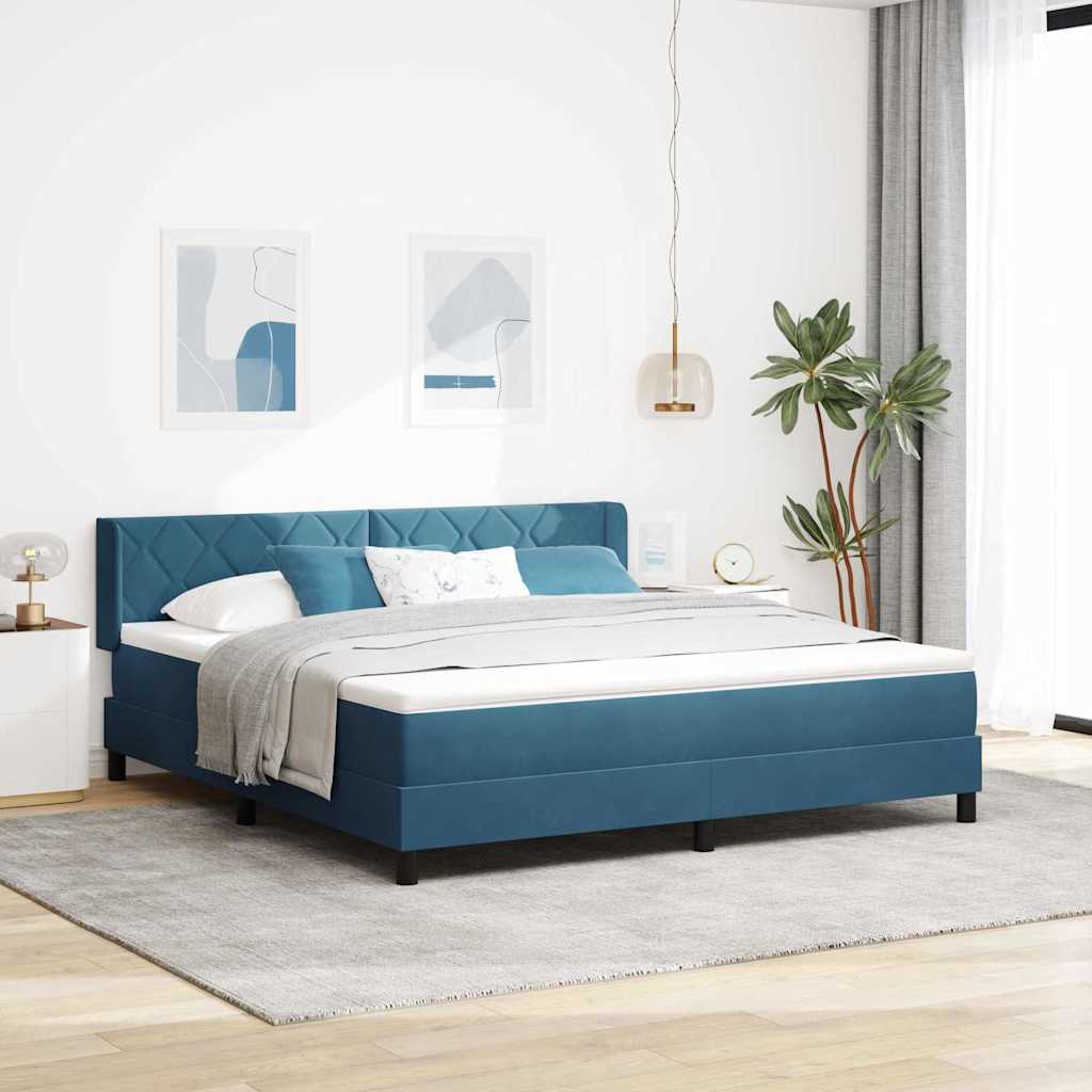 vidaXL Κρεβάτι με ελατήρια Σκούρο Μπλε 200 x 180 cm Βελούδο