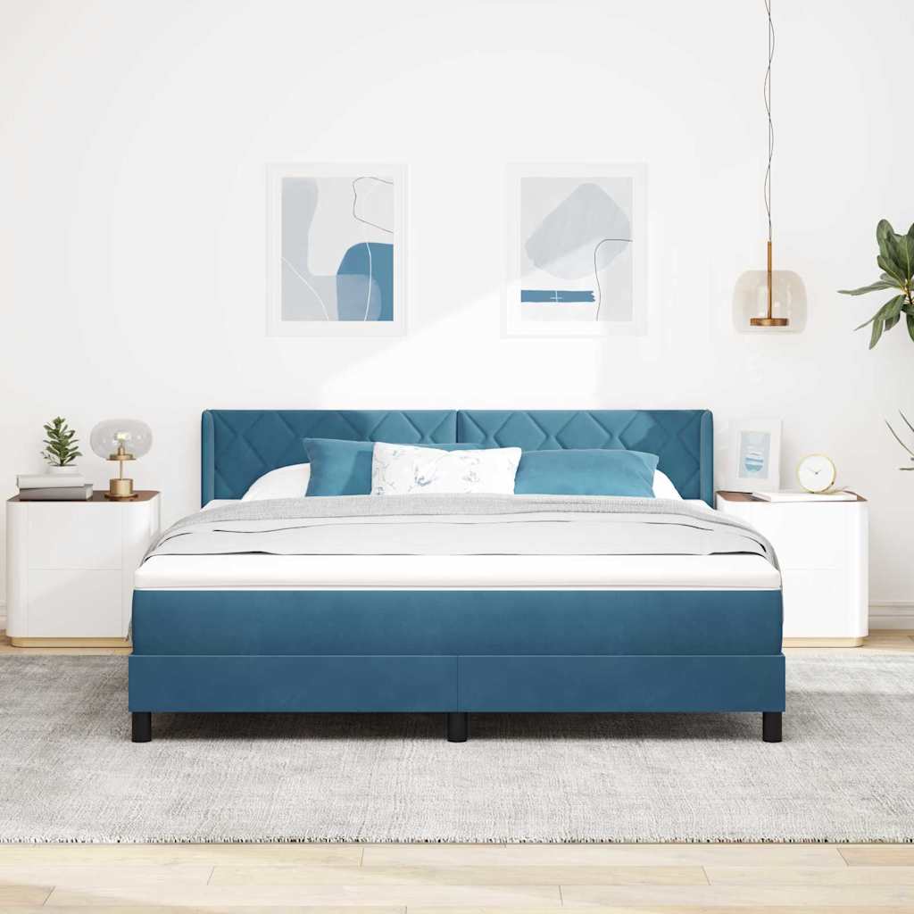 vidaXL Κρεβάτι με ελατήρια Σκούρο Μπλε 200 x 180 cm Βελούδο