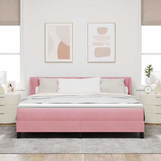 vidaXL Κρεβάτι με ελατήρια με κεφαλάρι Ροζ 200 x 180 cm Βελούδο