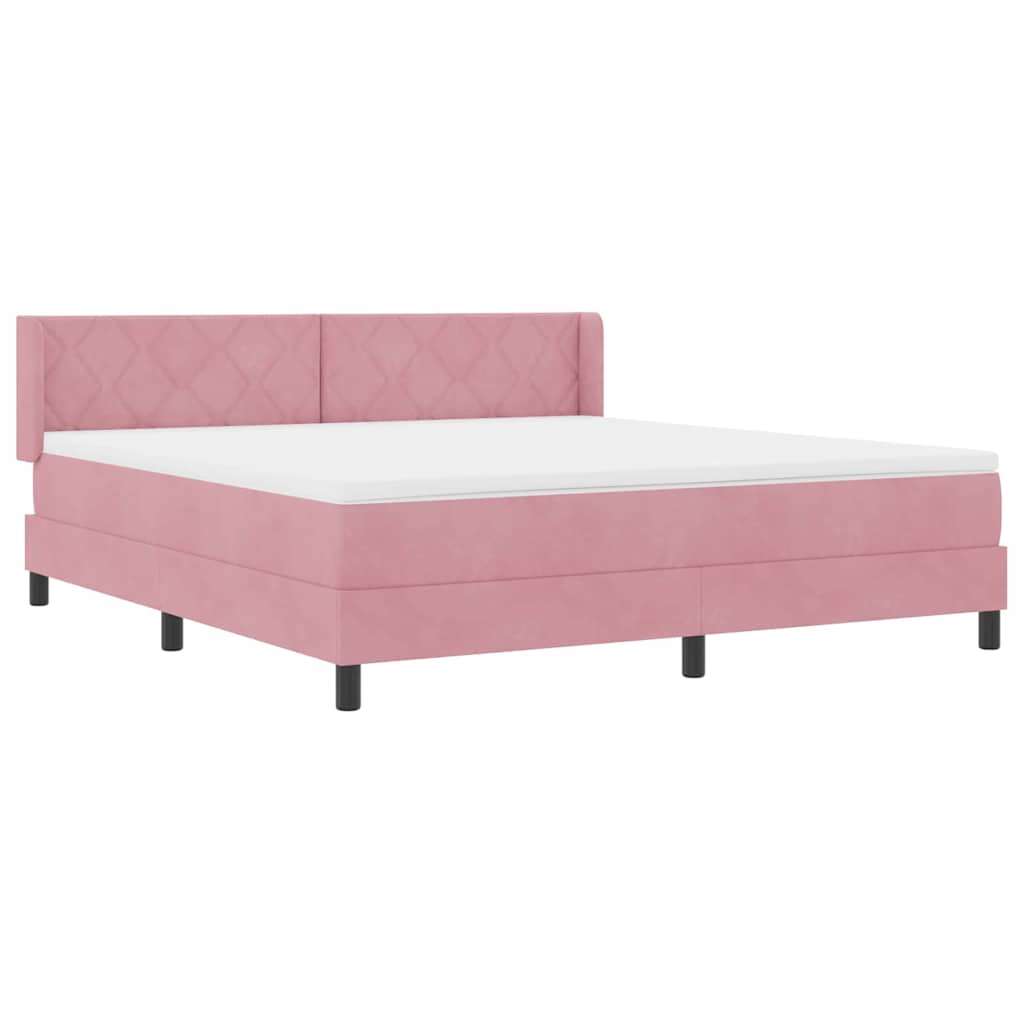vidaXL Κρεβάτι με ελατήρια με κεφαλάρι Ροζ 200 x 180 cm Βελούδο