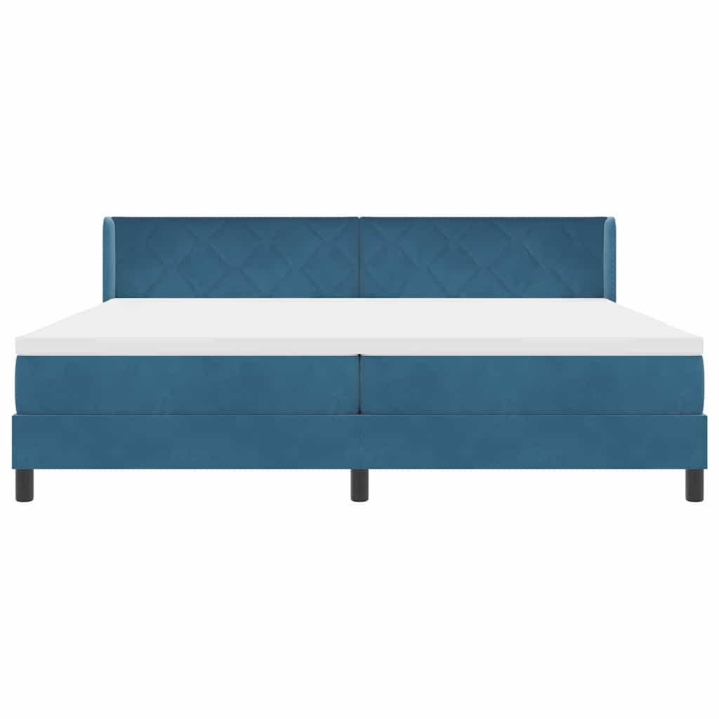 vidaXL Κρεβάτι με ελατήρια Σκούρο Μπλε 200 x 200 cm Βελούδο