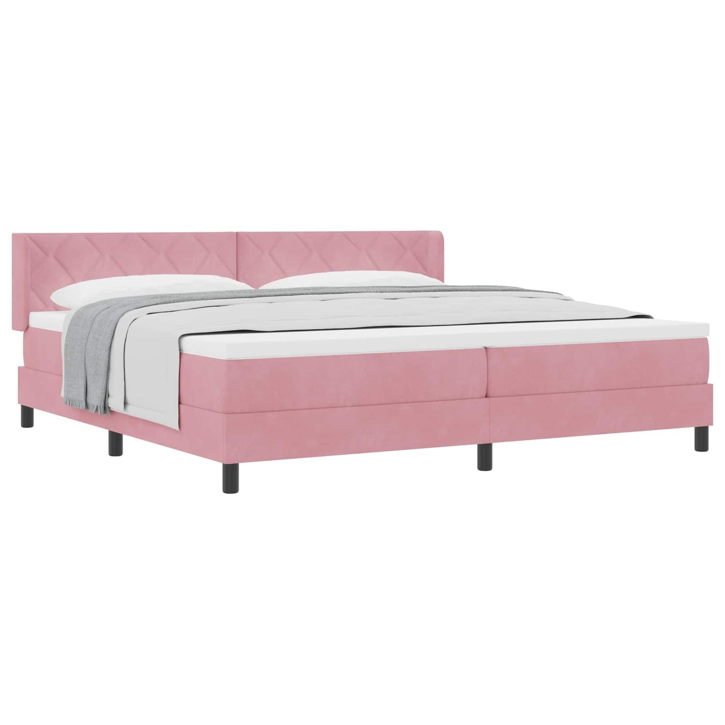 vidaXL Κρεβάτι με ελατήρια με κεφαλάρι Ροζ 200 x 200 cm Βελούδο