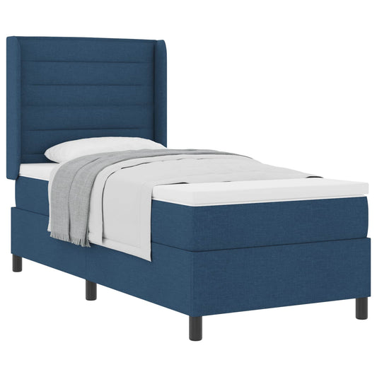 vidaXL Κρεβάτι με ελατήρια με στρώμα Μπλε 190 x 90 cm ύφασμα