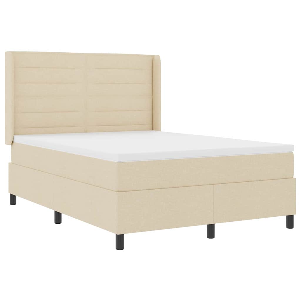 vidaXL Κρεβάτι με ελατήρια με στρώμα Κρεμ 190 x 140 εκατοστά ύφασμα