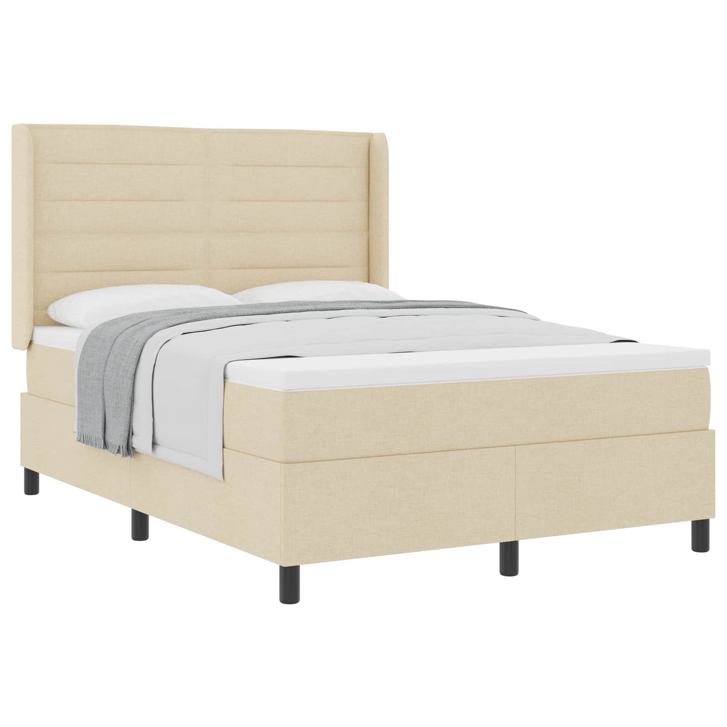 vidaXL Κρεβάτι με ελατήρια με στρώμα Κρεμ 200 x 140 cm ύφασμα
