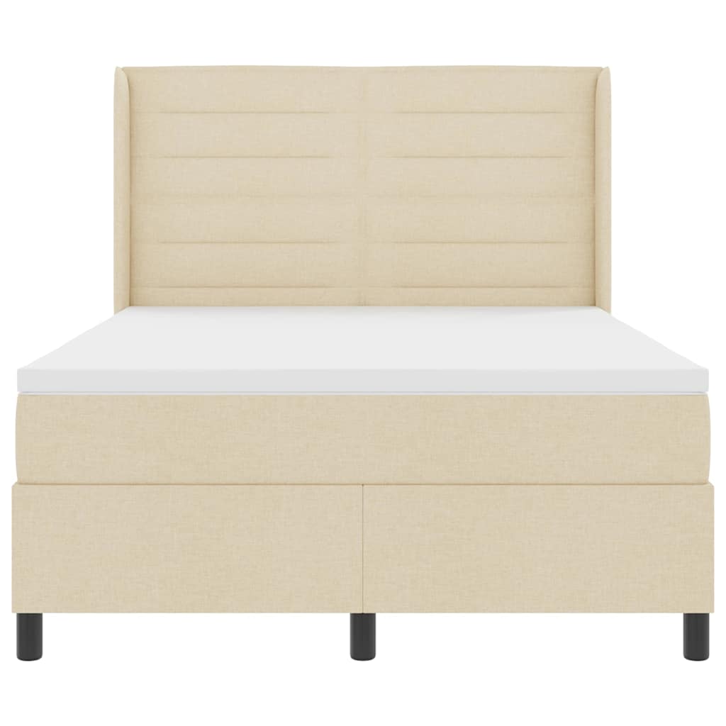 vidaXL Κρεβάτι με ελατήρια με στρώμα Κρεμ 200 x 140 cm ύφασμα