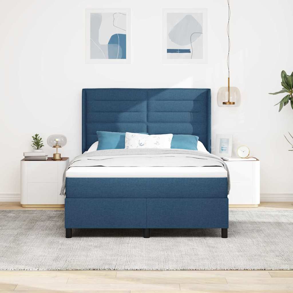 vidaXL Κρεβάτι με ελατήρια με στρώμα Μπλε 200 x 140 cm ύφασμα