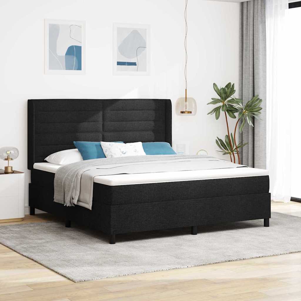vidaXL Κρεβάτι με ελατήρια με στρώμα Μαύρο 200 x 180 cm ύφασμα