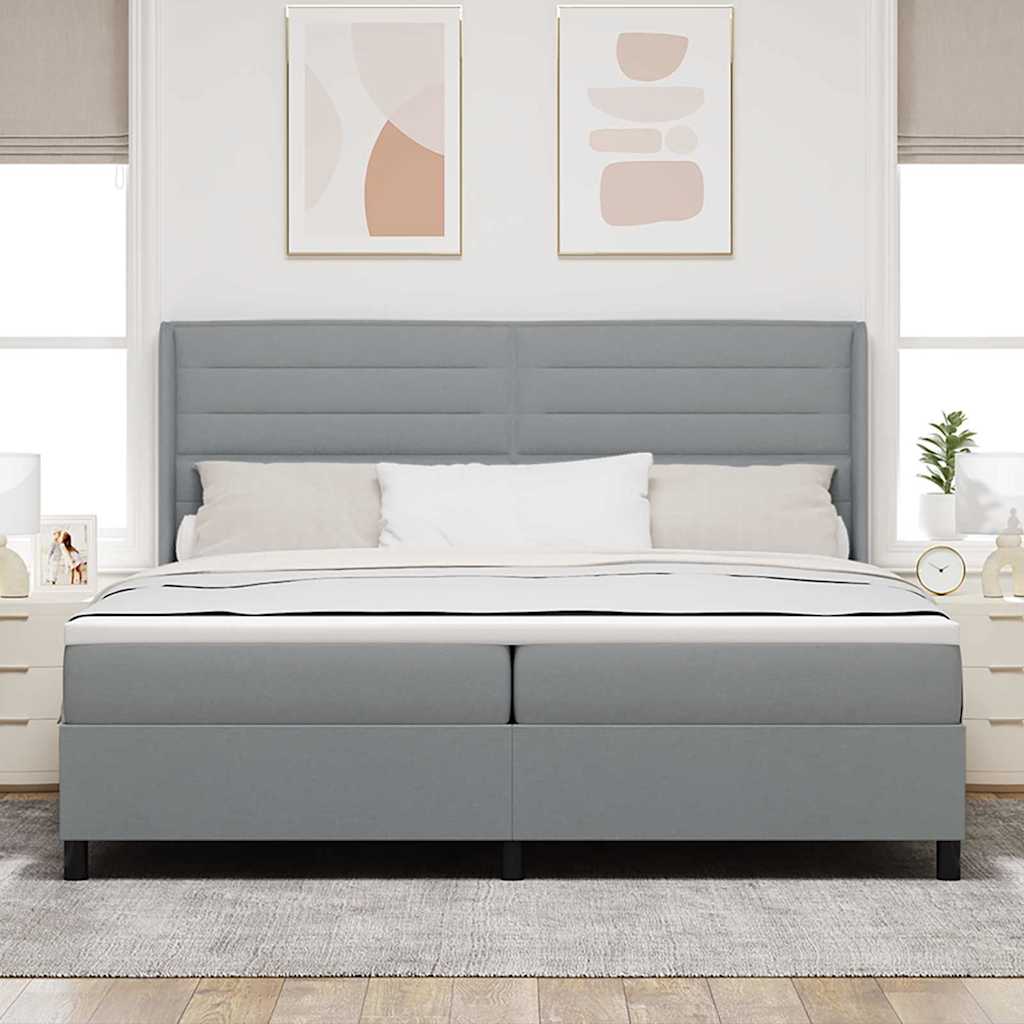 vidaXL Κρεβάτι με ελατήρια Ανοιχτό γκρι 200 x 200 cm ύφασμα