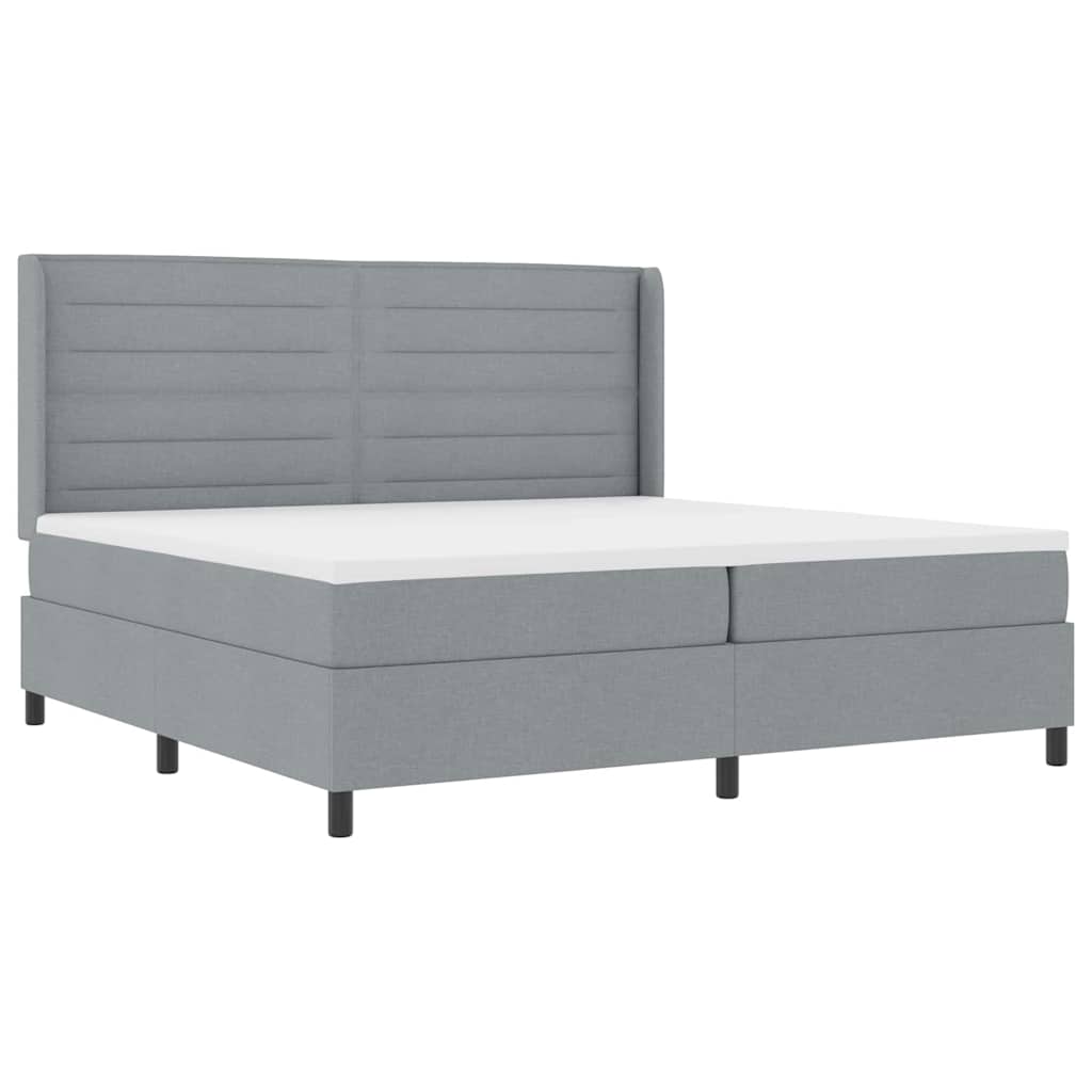 vidaXL Κρεβάτι με ελατήρια Ανοιχτό γκρι 200 x 200 cm ύφασμα