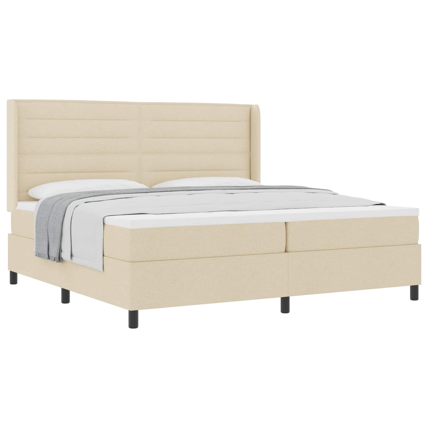 vidaXL Κρεβάτι με ελατήρια με μαξιλάρι Κρεμ 200 x 200 cm ύφασμα