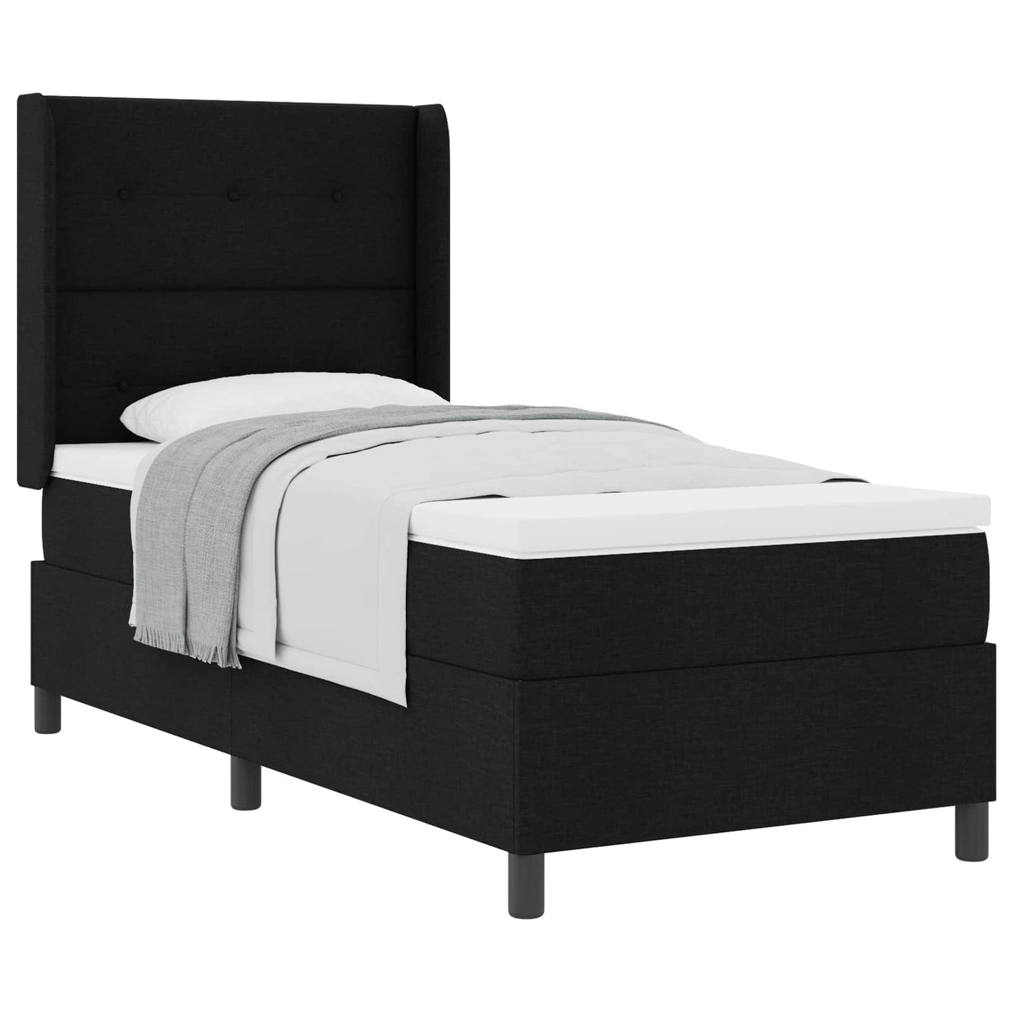 vidaXL Κρεβάτι με ελατήρια με μαξιλάρι Μαύρο 190 x 90 cm ύφασμα
