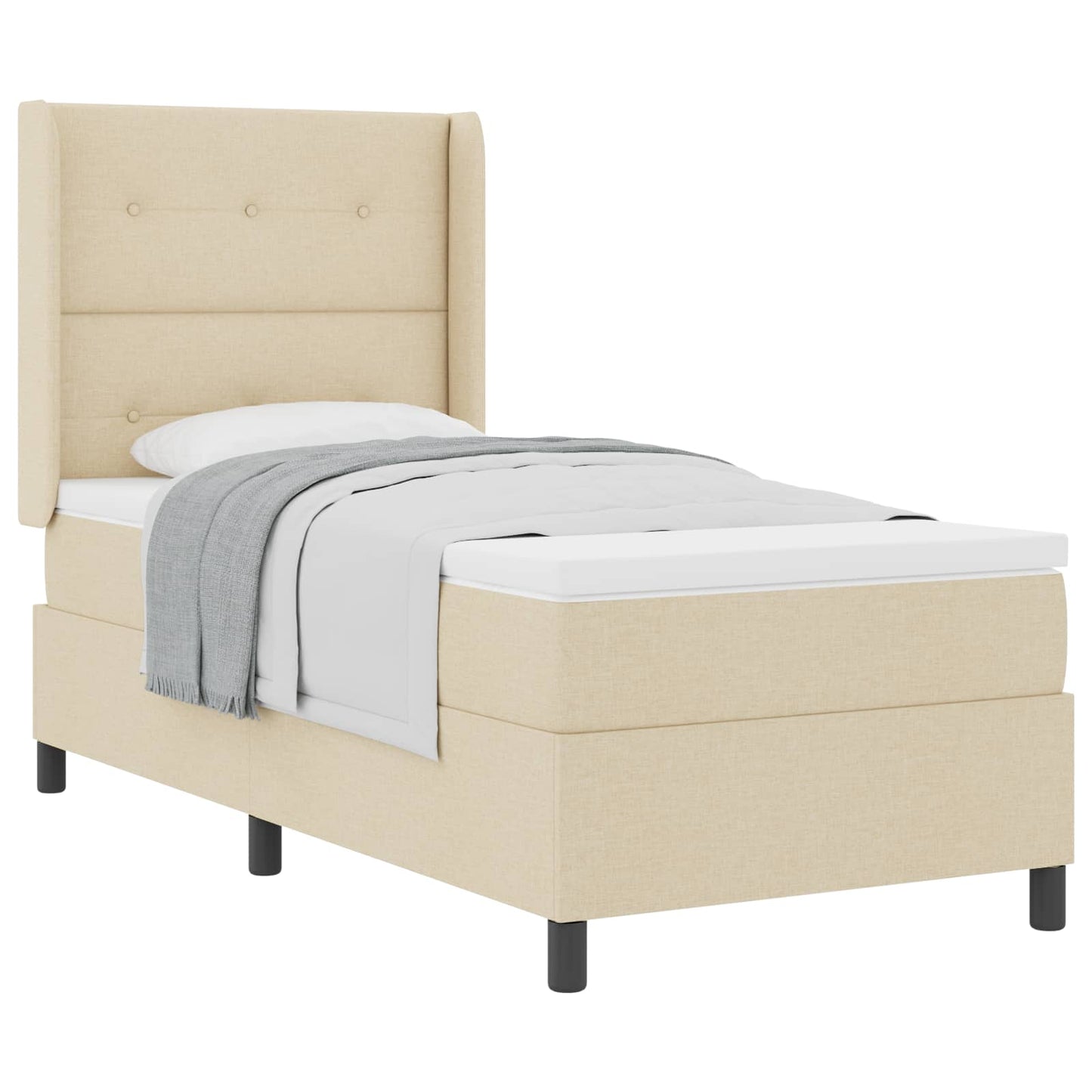 vidaXL Κρεβάτι με ελατήρια με μαξιλάρι Κρεμ 190 x 90 cm ύφασμα