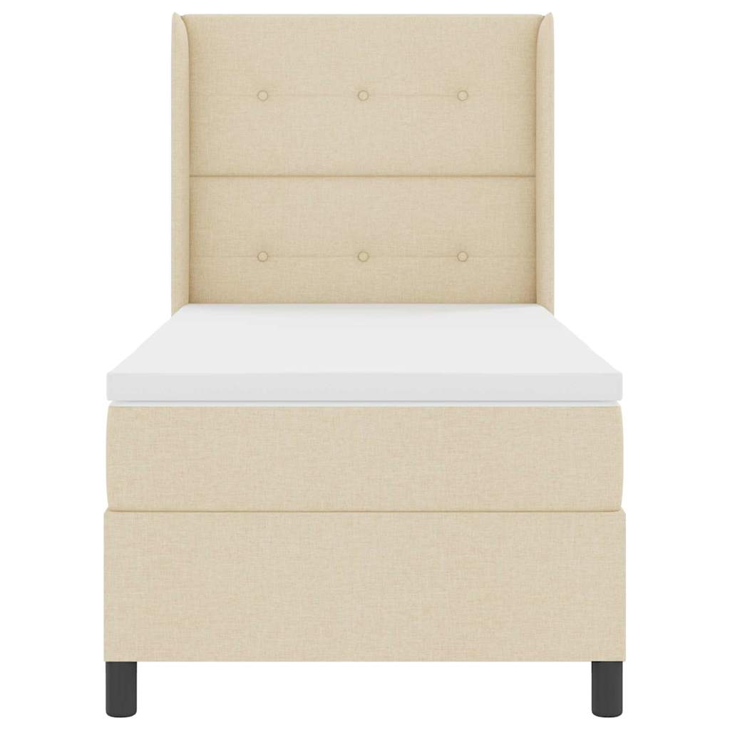 vidaXL Κρεβάτι με ελατήρια με μαξιλάρι Κρεμ 190 x 90 cm ύφασμα