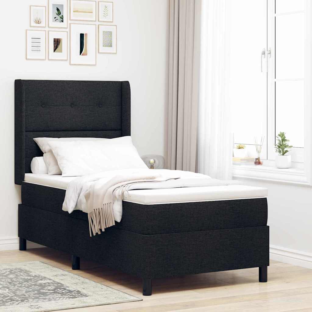 vidaXL Κρεβάτι με ελατήρια με μαξιλάρι Μαύρο 200 x 100 cm ύφασμα