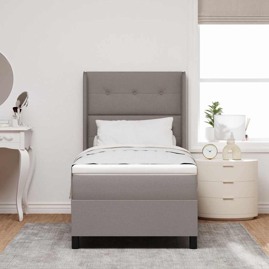 vidaXL Κρεβάτι με ελατήρια με μαξιλάρι Taupe 200 x 100 cm ύφασμα