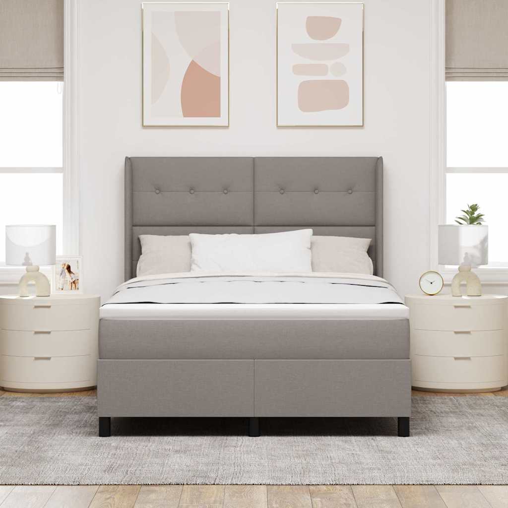 vidaXL Κρεβάτι με ελατήρια με μαξιλάρι Taupe 190 x 140 εκατοστά ύφασμα
