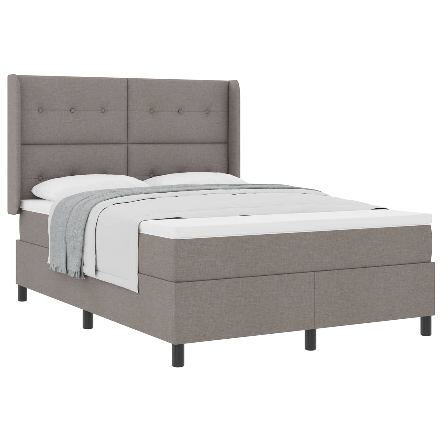 vidaXL Κρεβάτι με ελατήρια με μαξιλάρι Taupe 190 x 140 εκατοστά ύφασμα