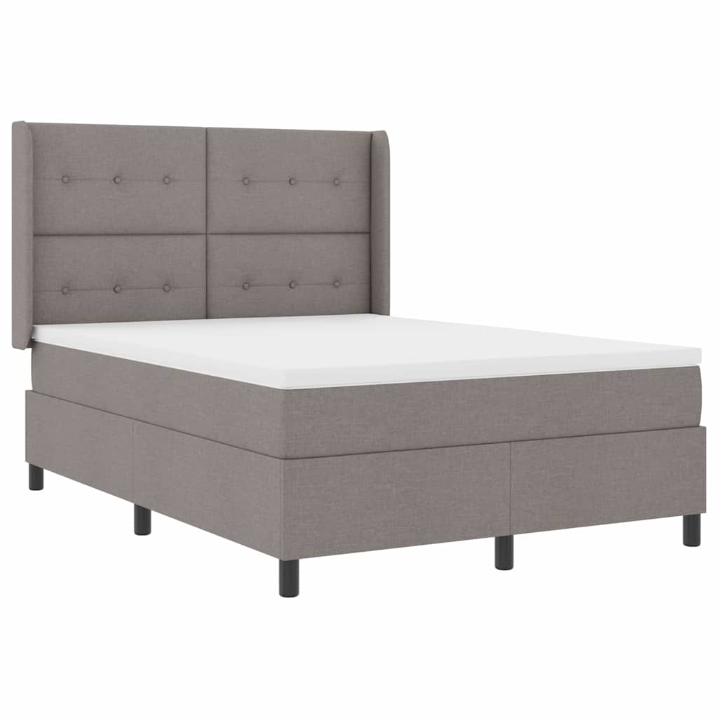 vidaXL Κρεβάτι με ελατήρια με μαξιλάρι Taupe 190 x 140 εκατοστά ύφασμα