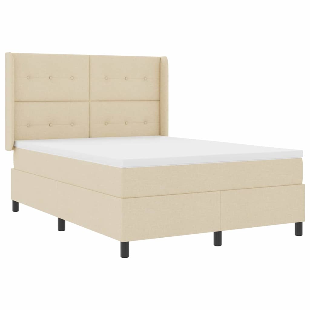 vidaXL Κρεβάτι με ελατήρια με μαξιλάρι Κρεμ 190 x 140 εκατοστά ύφασμα