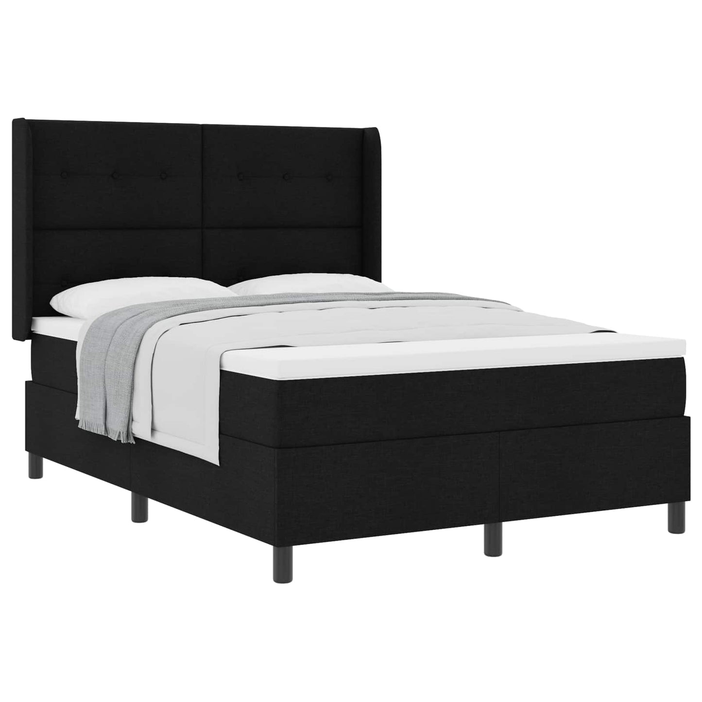 vidaXL Κρεβάτι με ελατήρια με μαξιλάρι Μαύρο 200 x 140 cm ύφασμα