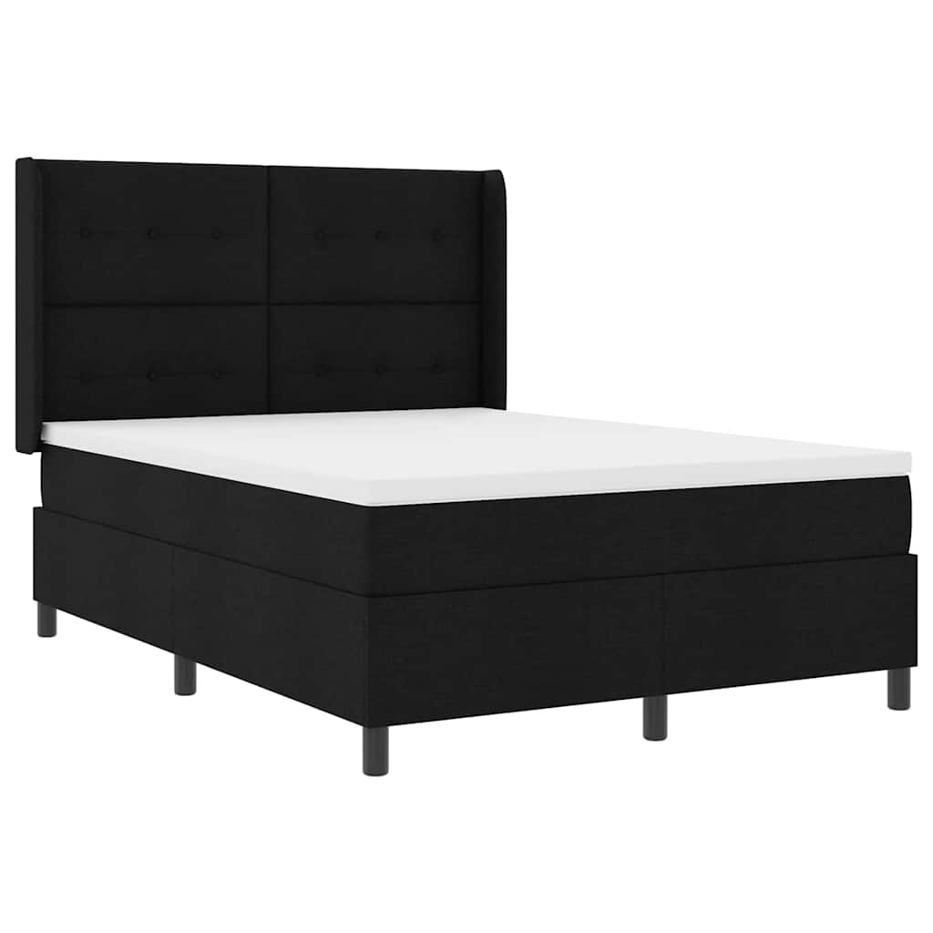 vidaXL Κρεβάτι με ελατήρια με μαξιλάρι Μαύρο 200 x 140 cm ύφασμα