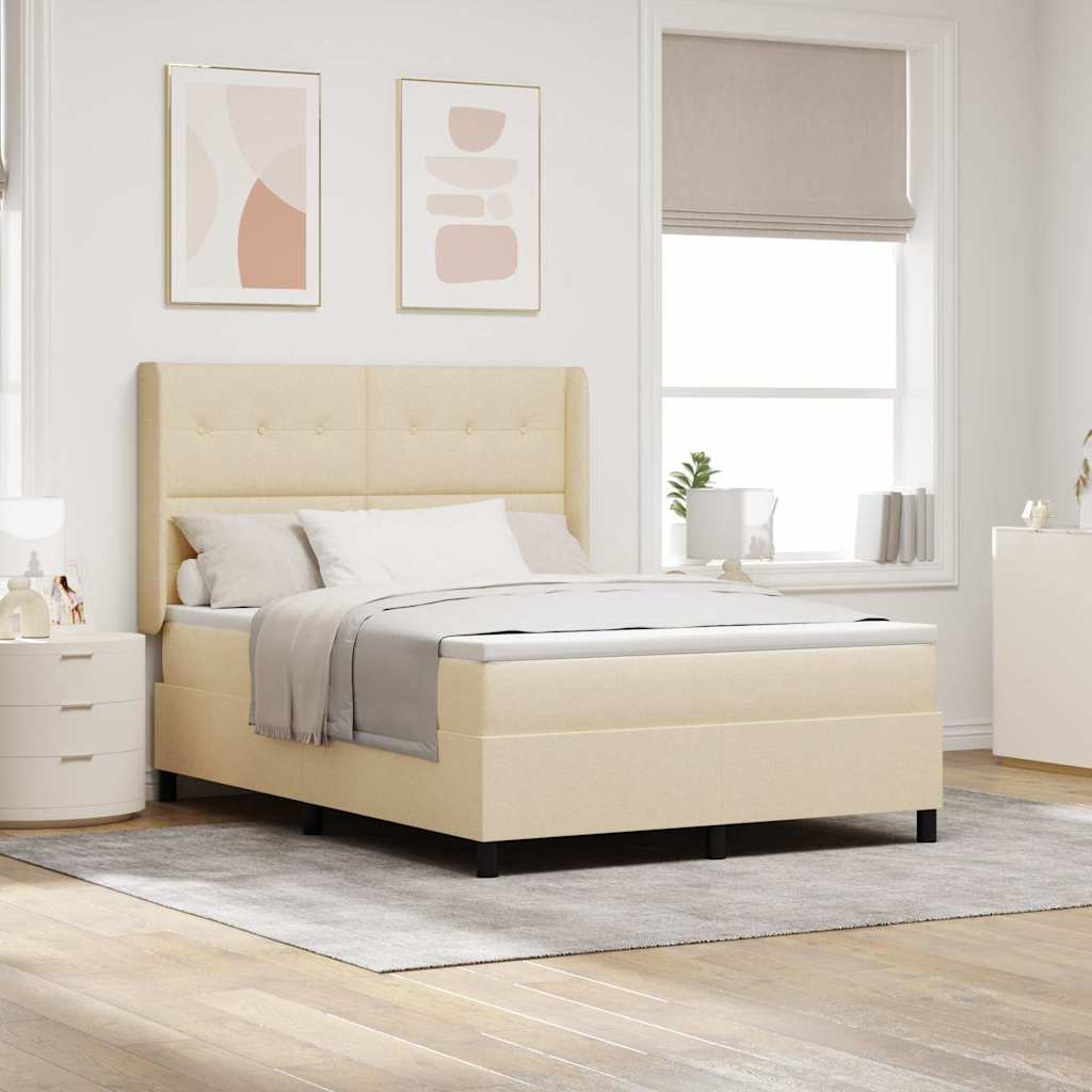 vidaXL Κρεβάτι με ελατήρια με μαξιλάρι Κρεμ 200 x 140 cm ύφασμα