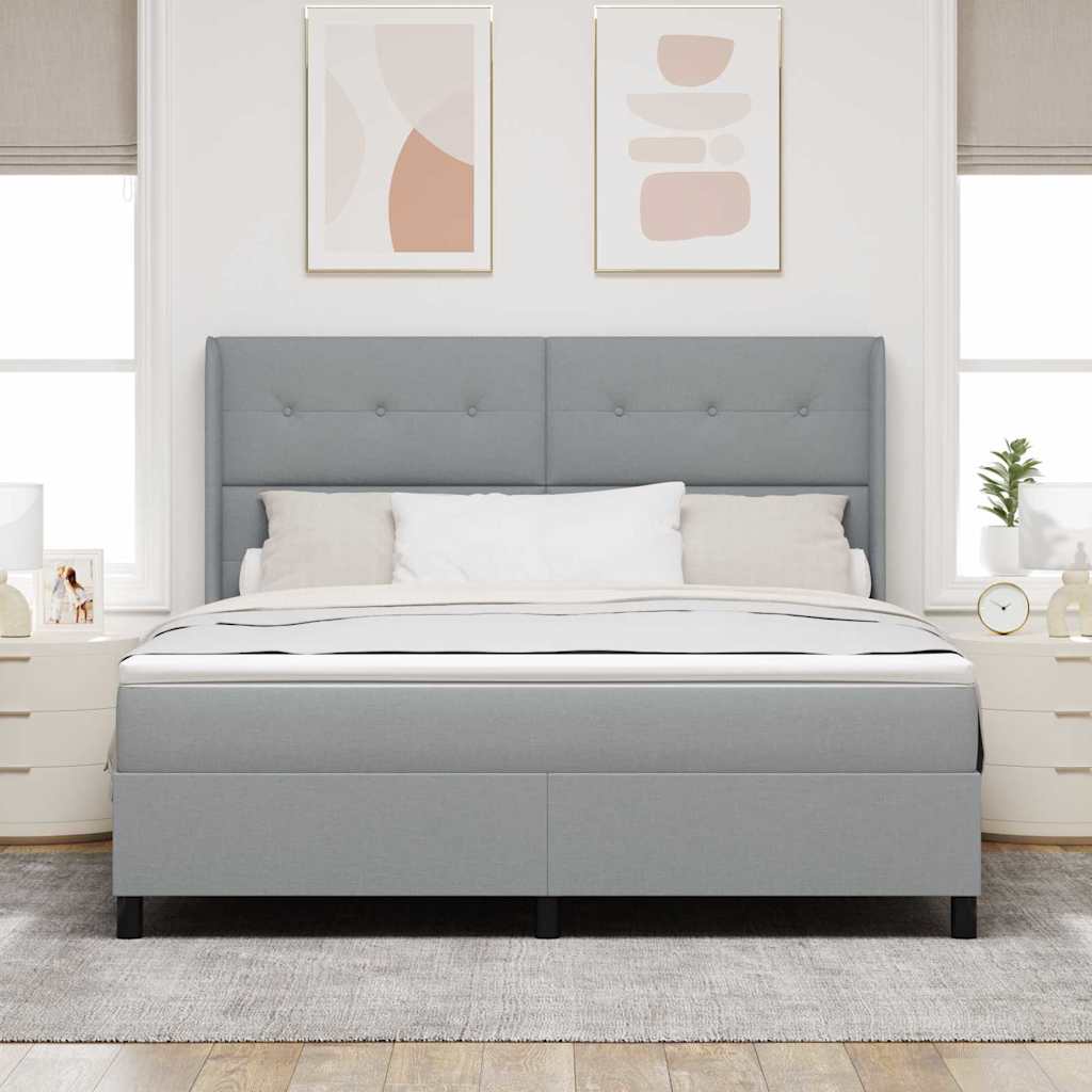 vidaXL Κρεβάτι με ελατήρια Ανοιχτό γκρι 200 x 180 cm ύφασμα