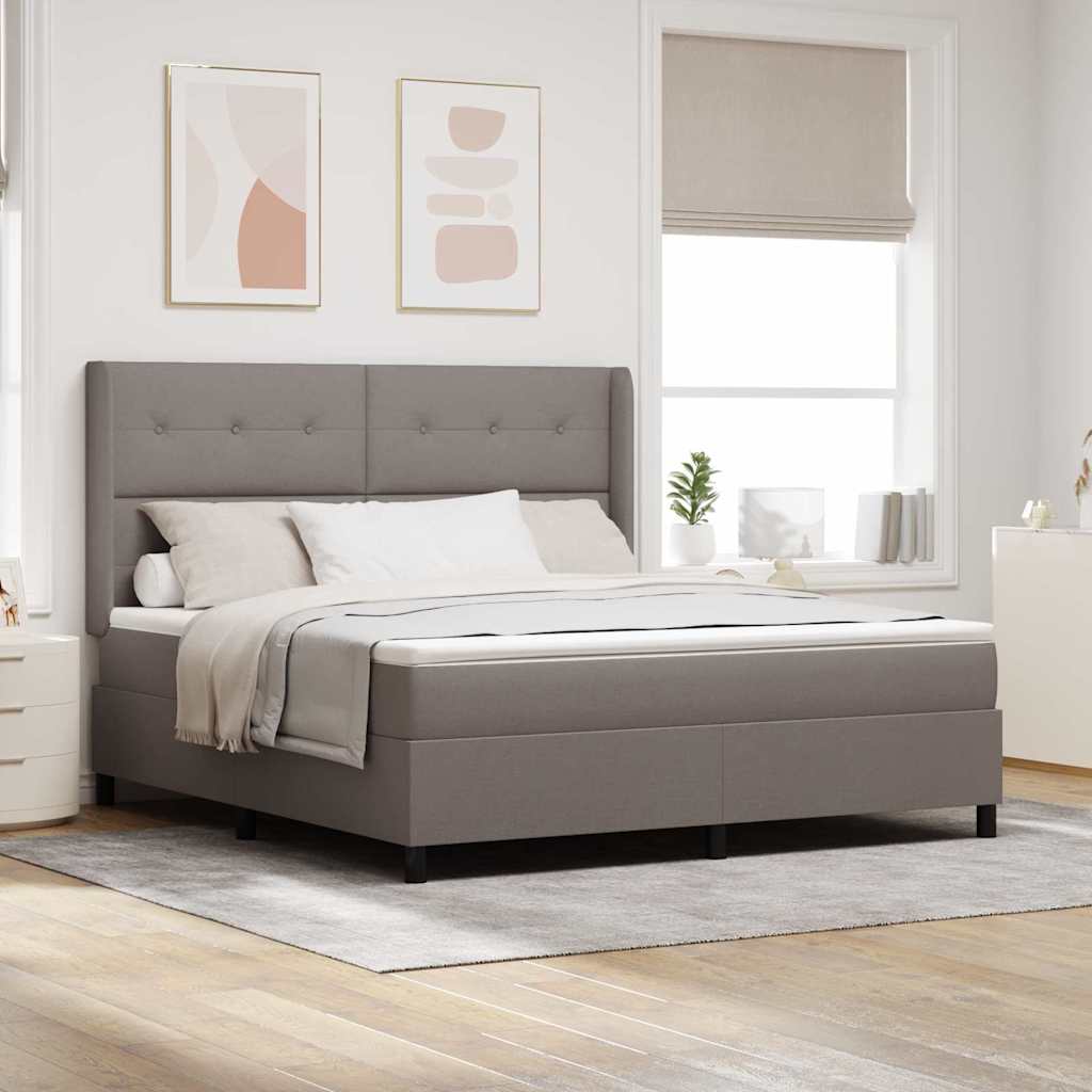 vidaXL Κρεβάτι με ελατήρια με μαξιλάρι Taupe 200 x 180 cm ύφασμα
