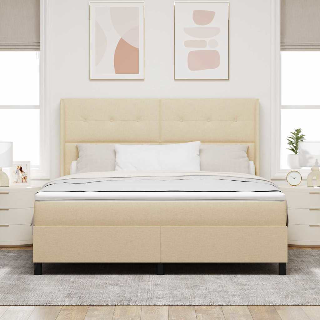 vidaXL Κρεβάτι με ελατήρια με μαξιλάρι Κρεμ 200 x 180 cm ύφασμα