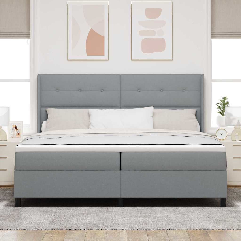 vidaXL Κρεβάτι με ελατήρια Ανοιχτό γκρι 200 x 200 cm ύφασμα