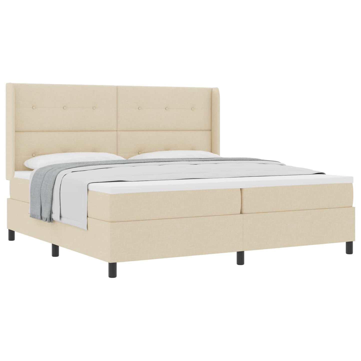 vidaXL Κρεβάτι με ελατήρια με μαξιλάρι Κρεμ 200 x 200 cm ύφασμα