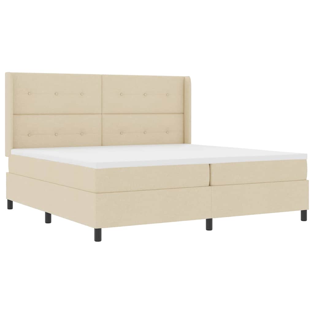 vidaXL Κρεβάτι με ελατήρια με μαξιλάρι Κρεμ 200 x 200 cm ύφασμα