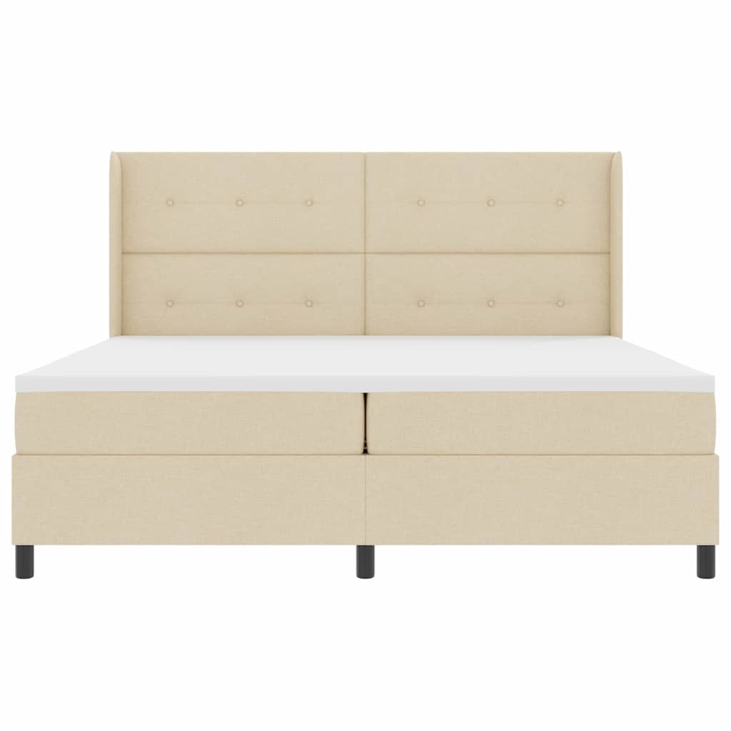 vidaXL Κρεβάτι με ελατήρια με μαξιλάρι Κρεμ 200 x 200 cm ύφασμα