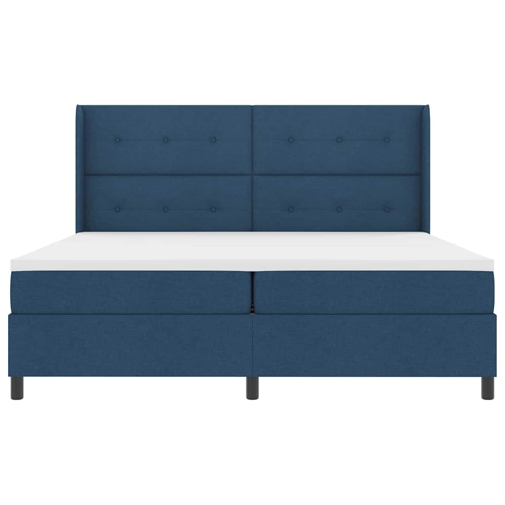 vidaXL Κρεβάτι με ελατήρια με μαξιλάρι Μπλε 200 x 200 cm ύφασμα
