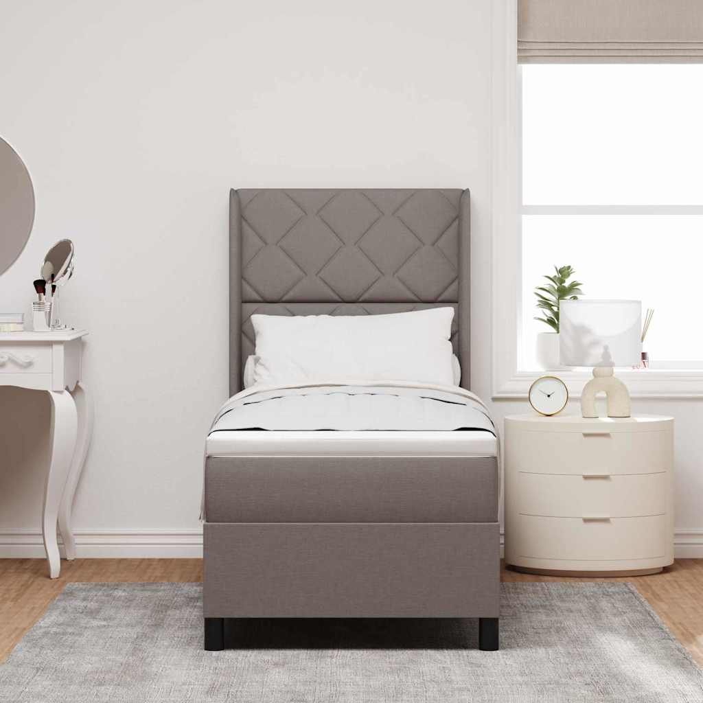 vidaXL Κρεβάτι με ελατήρια με μαξιλάρι Taupe 190 x 90 cm ύφασμα