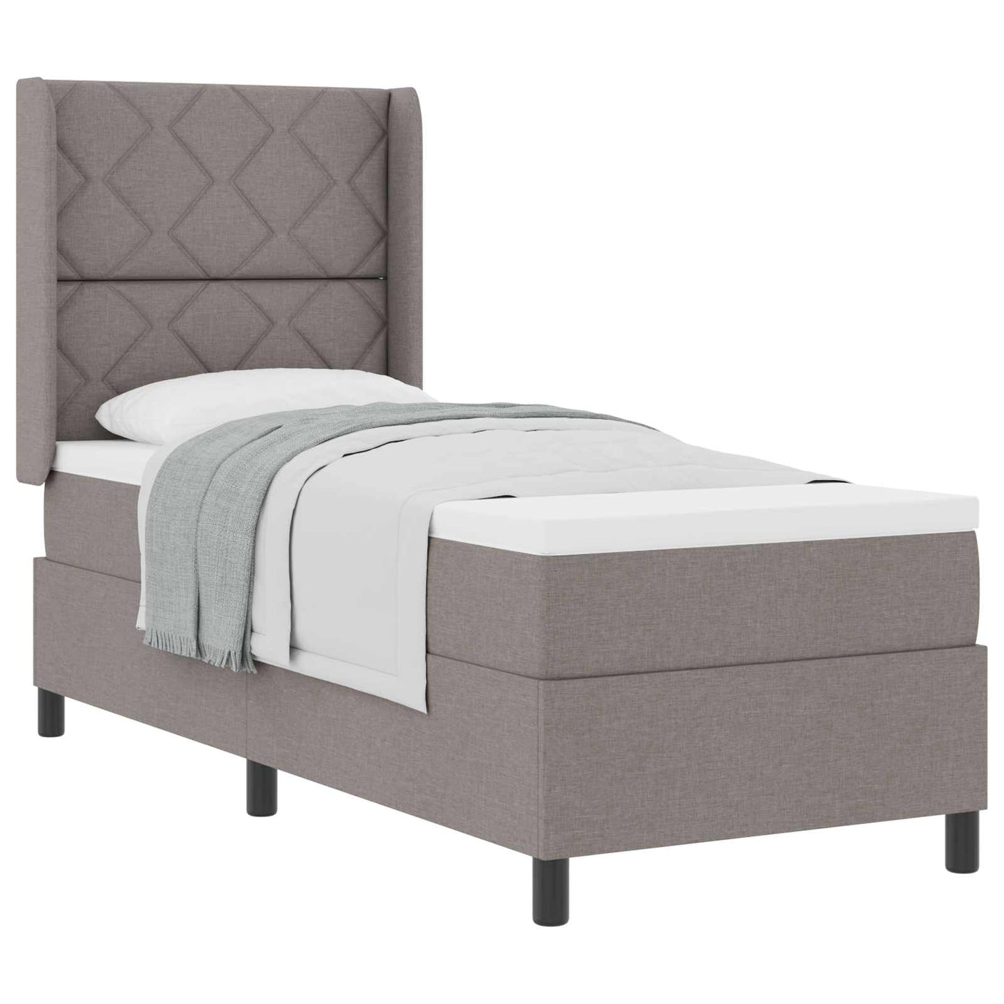 vidaXL Κρεβάτι με ελατήρια με μαξιλάρι Taupe 190 x 90 cm ύφασμα
