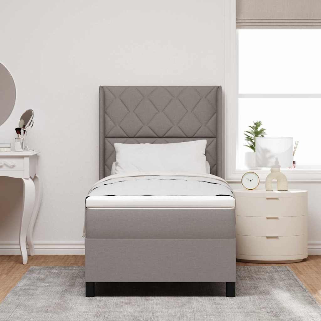vidaXL Κρεβάτι με ελατήρια με μαξιλάρι Taupe 200 x 90 εκ. ύφασμα