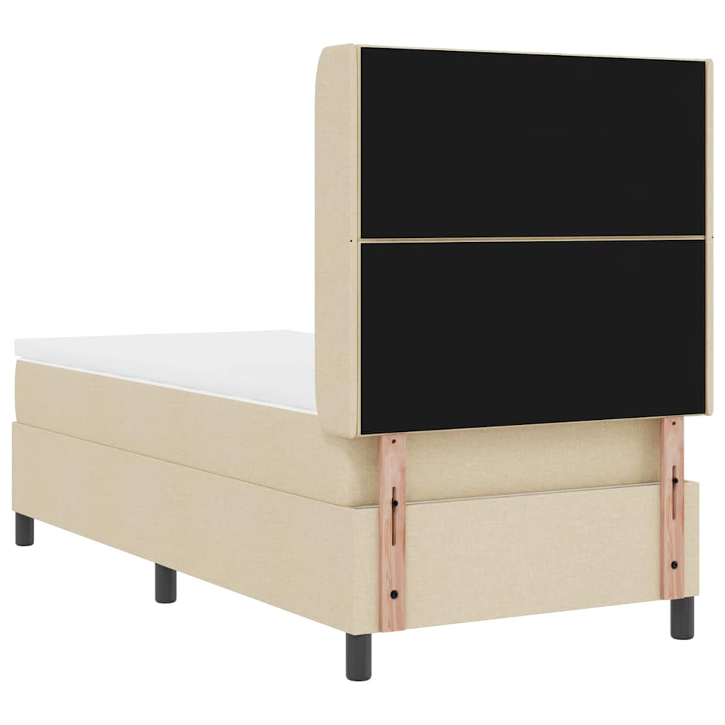 vidaXL Κρεβάτι με ελατήρια με μαξιλάρι Κρεμ 200 x 100 cm ύφασμα