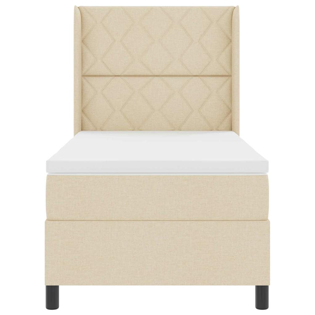 vidaXL Κρεβάτι με ελατήρια με μαξιλάρι Κρεμ 200 x 100 cm ύφασμα