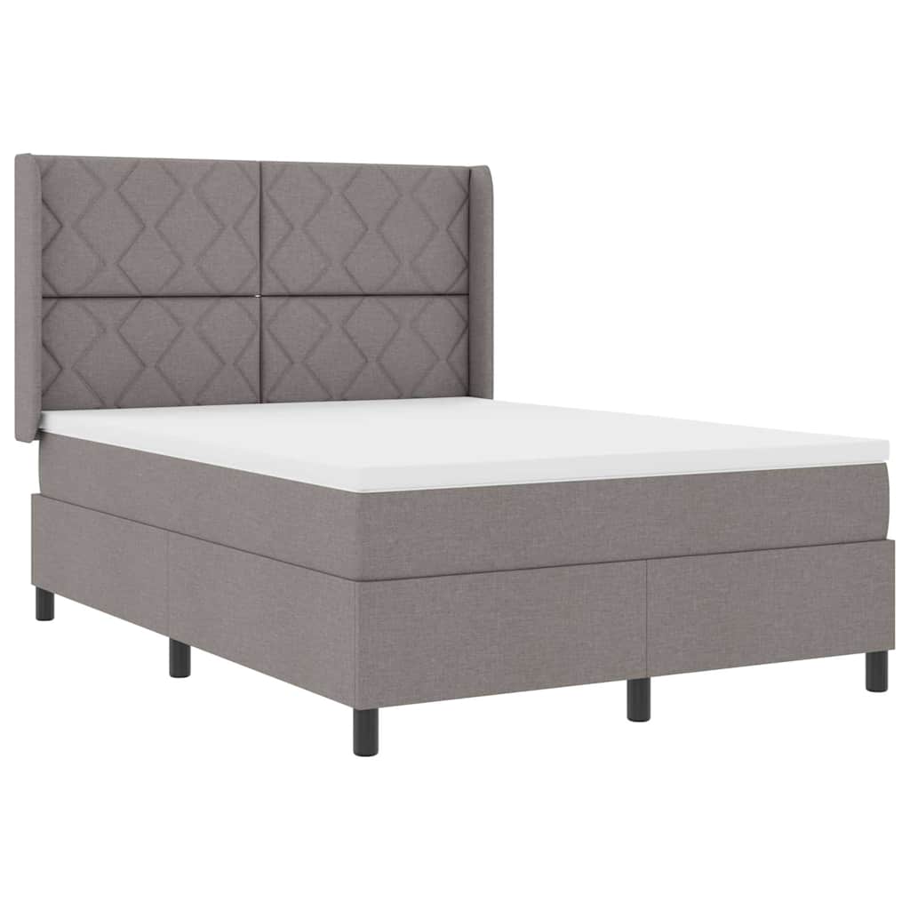 vidaXL Κρεβάτι με ελατήρια με μαξιλάρι Taupe 190 x 140 εκατοστά ύφασμα