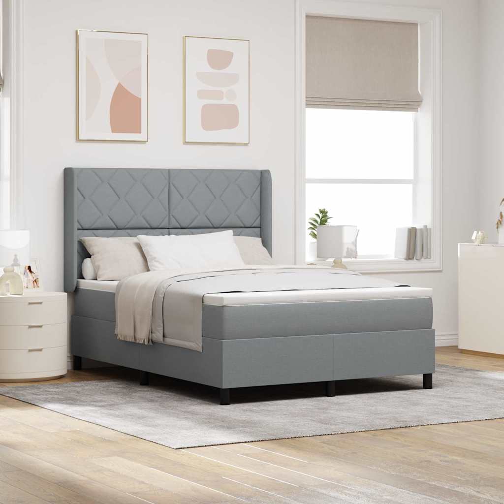 vidaXL Κρεβάτι με ελατήρια Ανοιχτό γκρι 200 x 140 cm ύφασμα