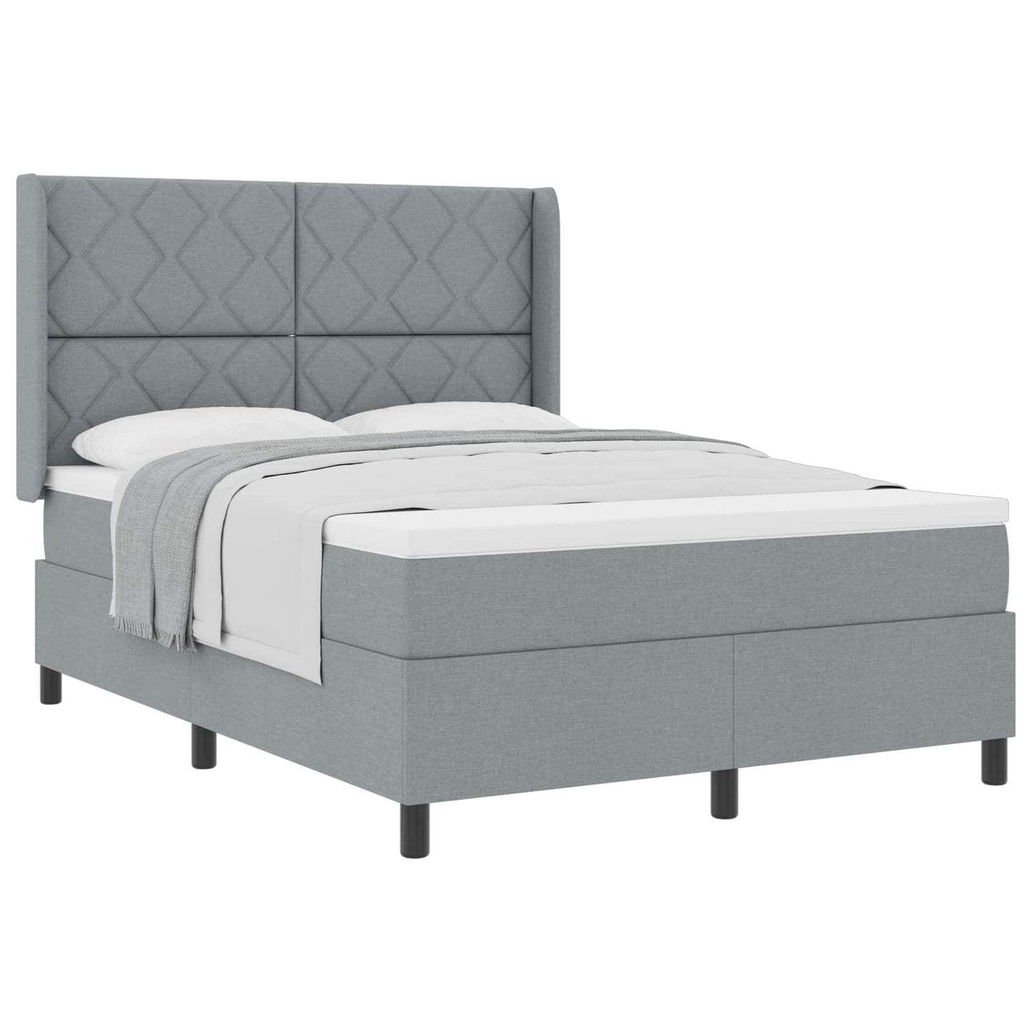 vidaXL Κρεβάτι με ελατήρια Ανοιχτό γκρι 200 x 140 cm ύφασμα